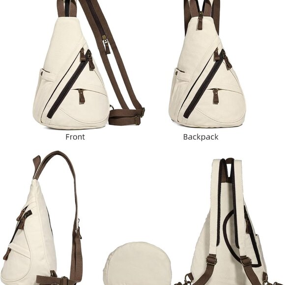 KL928 Canvas Sling Bag - Small Crossbody Backpack Shoulder Casual Daypack Rucksa - Picture 6 of 6